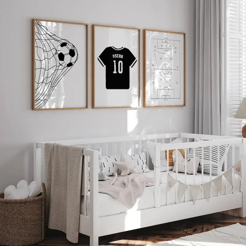 Personalized Soccer Prints, Minimalist Nursery Wall Art, Boys Bedroom Soccer Decor, Soccer Poster for Kids, Soccer Jersey Name, Printable