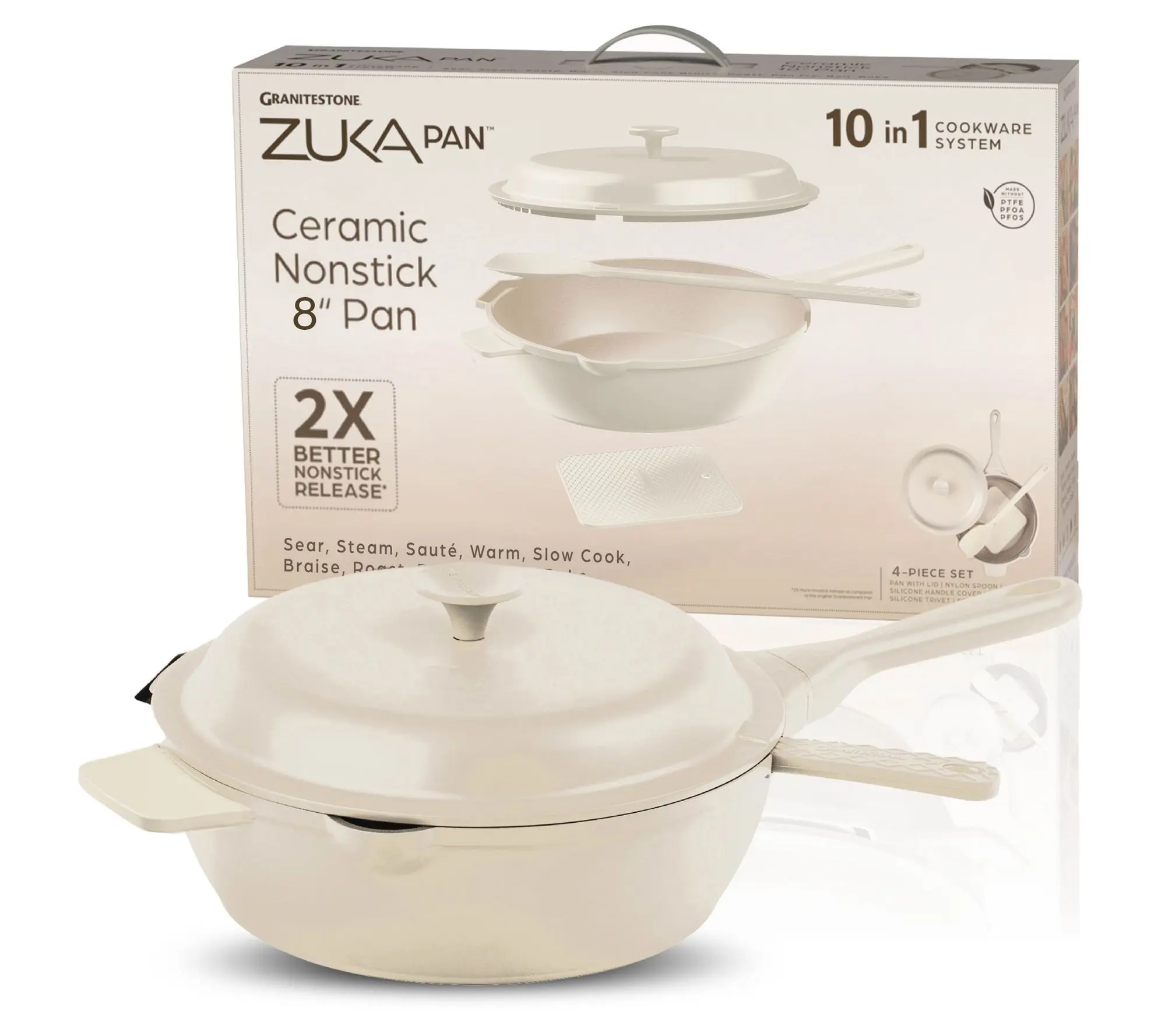 Granitestone Zuka 10-in-1 Everyday 8" Cooking Pan 4-Piece Set