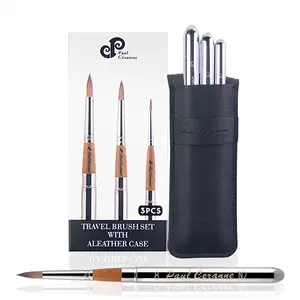 3Pcs Pocket brush Artist Paintbrushes for Acrylic Oil Watercolor Gouache Painting, Premium Nylon Hair Art Paint Brush for Beginners and Professionals, Travel Pocket Paint Brush, Gift for Art lovers