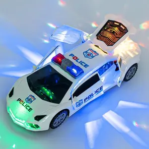 Electric Deformed Police Car Toy with Stunt Rotation, Auto-Open Doors & Omnidirectional Movement, Halloween Holiday Gift for Kids