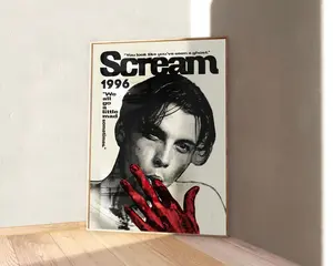 Horror Scream 90s Print, Scream Billy Poster, Cool Vintage Horror Movie Print, Grungy Minimal Wall Art