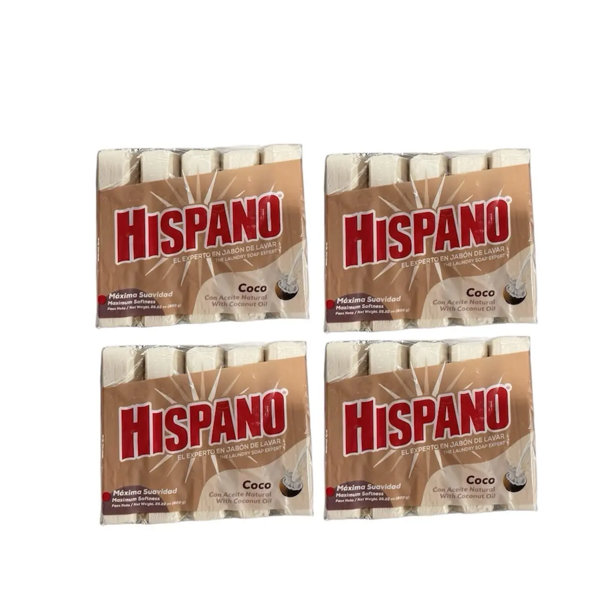 Bola Hispano Jabon Coconut Laundry Soap with Coconut Oil - Smooth Cleaning Soap for Household Use, 20 Bars (800g Each) with Pack Inclusion, Non Toxic