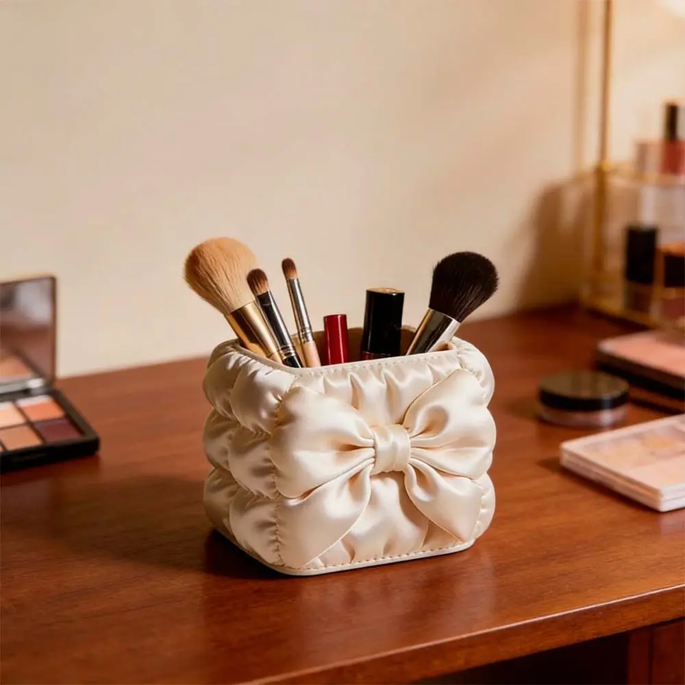 Stylish 3D Bow Makeup Brush Holder! Cosmetic Storage Box Desktop Organizer Beauty Supplies Organizer Must-Have Cosmetics Organizer Storage
