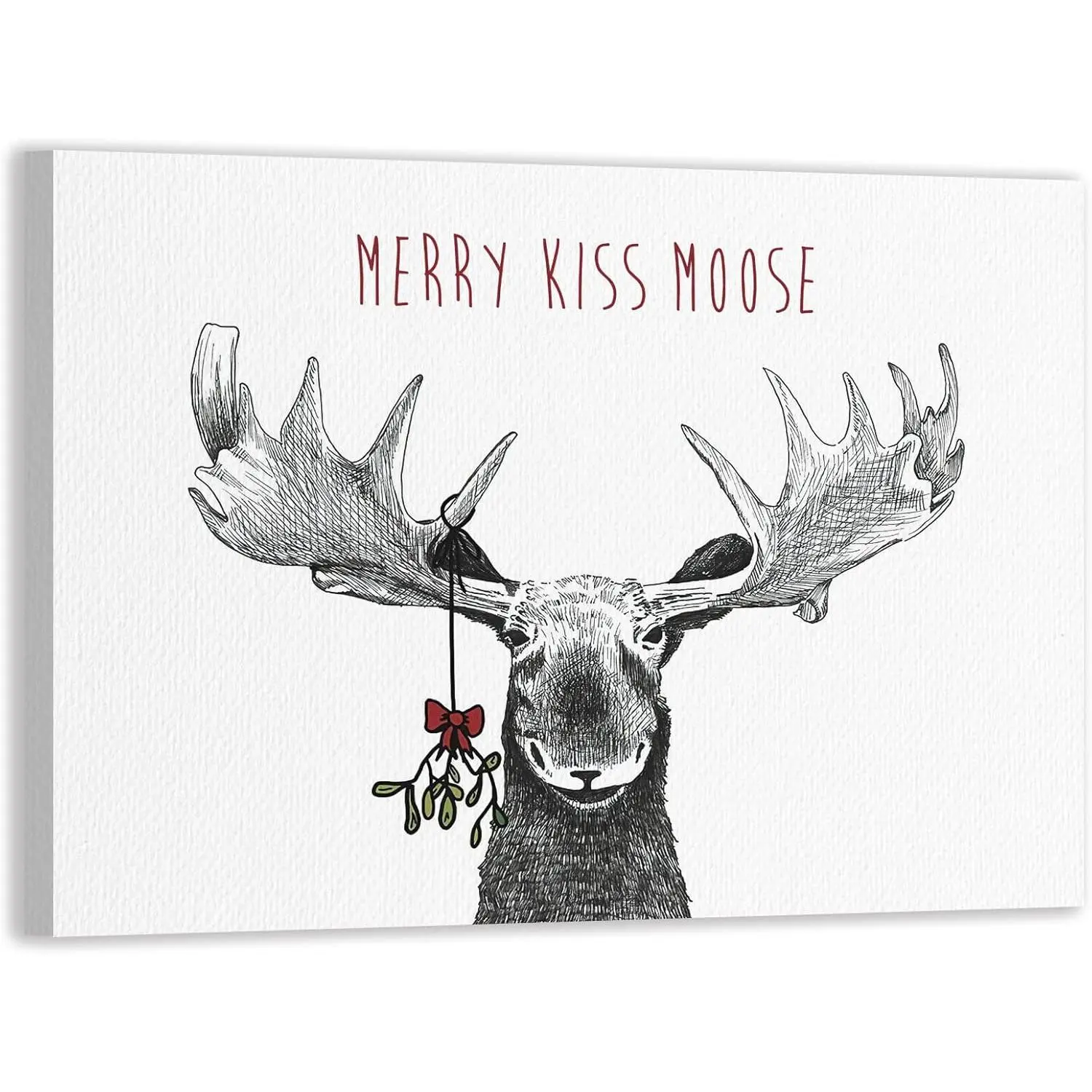 Qesonoo Christmas Moose Decor - Moose Pictures Wall Decor, Moose Christmas Wall Art, Wall Art for Living Room 14X11 Inch, Christmas Wall Decorations Indoor, 137