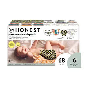 The Honest Company Clean Conscious Disposable Diapers Four Print Pack- Size 6 -