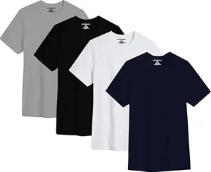 Short Sleeve Cotton T-Shirts | Big & Tall Crew Neck | Men’s Long-Length Tees (4-Pack)