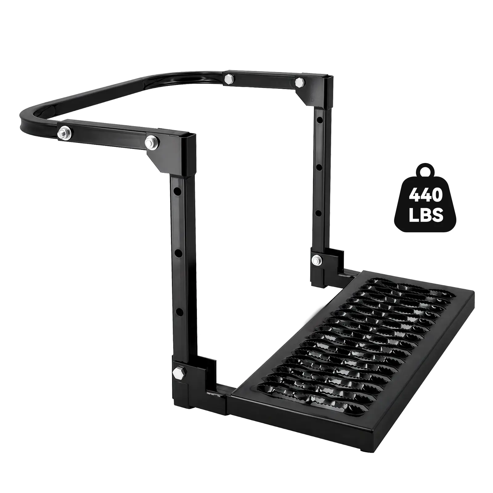 Heavy Duty Folding Tire Step for Trucks & RVs, 440LBS Max Load, Adjustable Height & Width, Shark-Tooth Anti-Slip Platform, Anti-UV, Rust-Resistant, Fits 10"-14" Tires