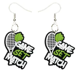 Tennis Earrings Hypoallergenic Silver Plated Fishhooks Yazzle Dazzle Court Ball Racket Serve Net Game Set Match