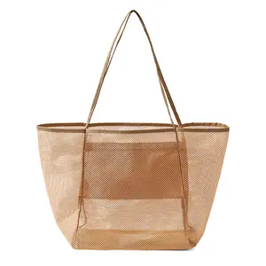 2026 Large Capacity Mesh Handbag Portable Travel Swim Bag Cosmetic Coin Storage Pouch
