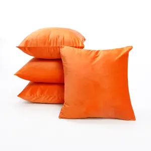 Deconovo Velvet Cushion Covers, Set of 4, Solid Design with Hidden Zipper, Ideal for Living Room Sofa and Bench