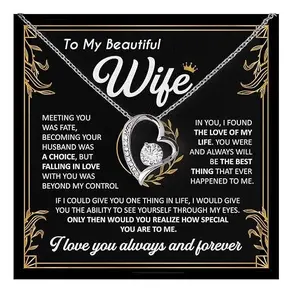 Mother Day Gift for Wife, To My Beautiful Wife Necklace from Husband, Soulmate Necklace for Women, Wifey Birthday Gift Ideas from Husband, Anniversary Jewelry Present, Romantic Jewelry for Best Wifey