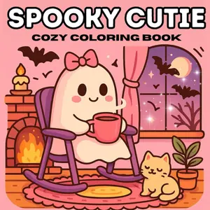 Spooky Cutie: Cozy Coloring Book For Adults and Teens Featuring Adorable Creepy Creatures in Cozy and Comfy Moments For Relaxation and Stress Relief. Paperback
