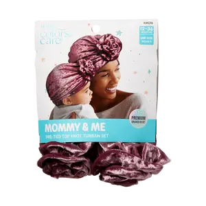 Kiss Colors & Care Mommy & Me Pre-Tied Top Knot Turban Set - Berry