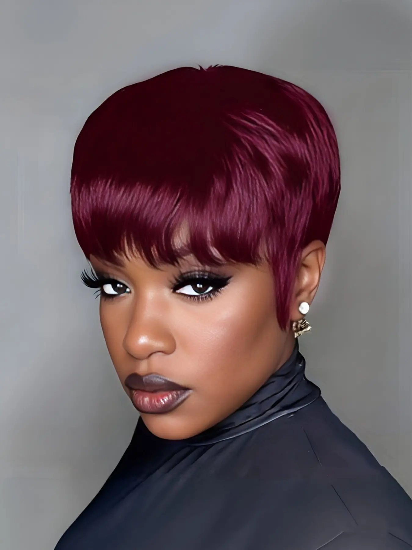 pixie cut human hair wigs short straight human hair wig machine made for women daily party cosplay gift use Party holidays gift wig pixie cut wig ﻿brown burgundy natural black color Straight Bob Wigs Real hair wigs