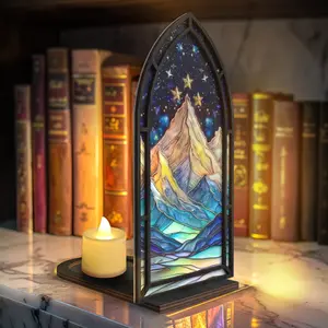 Fantasy Book Nook For Bookaholics, Stained Glass Candle Holder, Dragon Library Sign, Outstanding Dragon Booknook, Fantasy Book Lover & Reader Gift, Cozy Glow Book Nook, Bookish Gift, 3D Bookshelf Sign