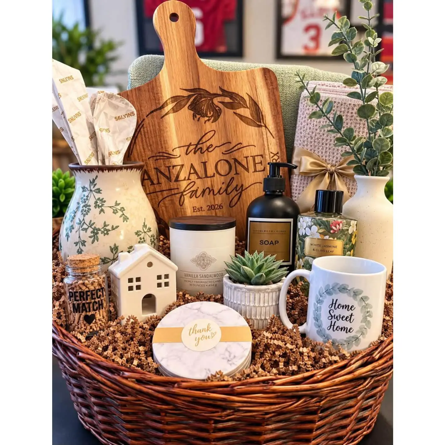 Custom Luxury Home Sweet Home Gift Basket with Decorative and Personalized Items!