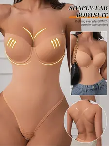 Wedding/date night savior shapewear bodysuit, Seamless body shaper, waist cinching, butt lifting, open-back design. Hook closure for fit, no bulges under bodycon dresses, seamless and invisible under any clothing