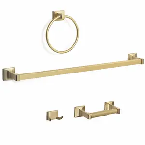 Eclipse Series 4 Piece Brushed Brass Bathroom Hardware Set