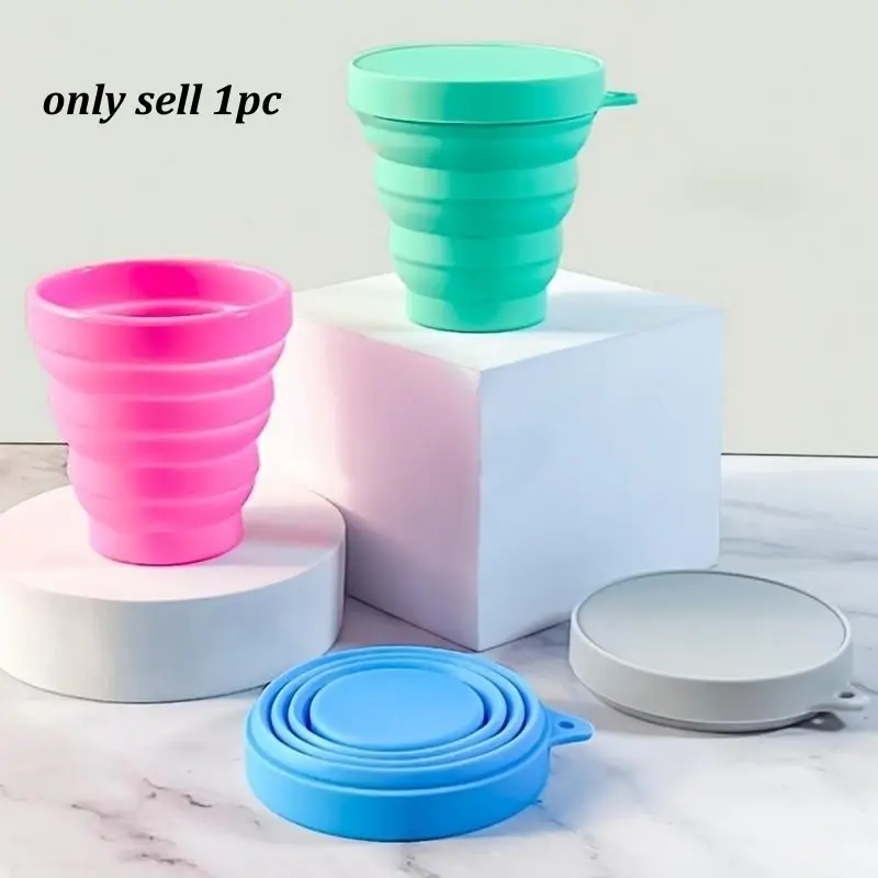1pc 150ML Silicone Folding Cup, Outdoor Portable Retractable Water Cup, Beverage Cups, Outdoor Drinkware, Travel Fall-Resistant High-Temperature Silicone Cup, Outdoor Camping Equipment, Camping Supplies, Picnic Essentials