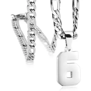 Personalized Jersey Number Necklaces for Mens,Athletes Stainless Steel Sport Number Pendant Chain for Mens Baseball/Basketball/Football Team Inspiration Jewelry with Gifts