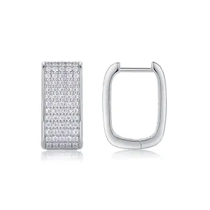 Fifty8 | Moissanite"Starlight Terrace"Huggie Earrings|GRA Certificate H-VVS1 , Elegant Design|925 Silver|Sparkling Pave Setting