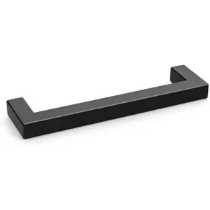 10 Pack 5 Inch Matte Black Cabinet Handles, Stainless Steel 128mm Square Bar Modern Drawer Pulls Cabinet Hardware for Kitchen Bathroom Cupboard