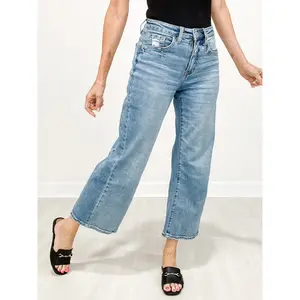 Vervet Tummy Control HIGH ROAD Hi-Rise Baggy Cropped Wide Leg Jeans