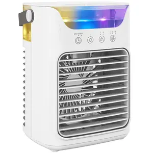 HOMCOM Portable Air Conditioner, 4-in-1 Mini Air Cooler with 3 Wind Speed, 2 Cool Mist, RGB 7 LED Light, 2-6H Timer, Personal Cooling Fan for Home, Office, Bedroom