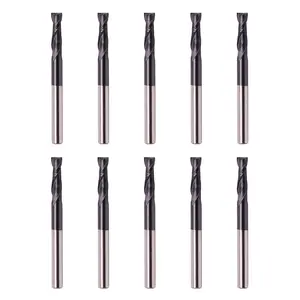 LU&MN Carbide Square End Mill 2 Flute 1/8" 2T (10 Piece) for Milling Alloy Steels, Hardened Steel, Metal & More - Set for DIYers & Professionals Tool Bits Cnc Machines Industrial