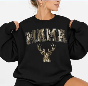 Vintage Mama Deer Hunting Camo Bottomland Pattern Crewneck Sweatshirt, Mama Hunting Season Tee Womenswear, Mother's Day Gift