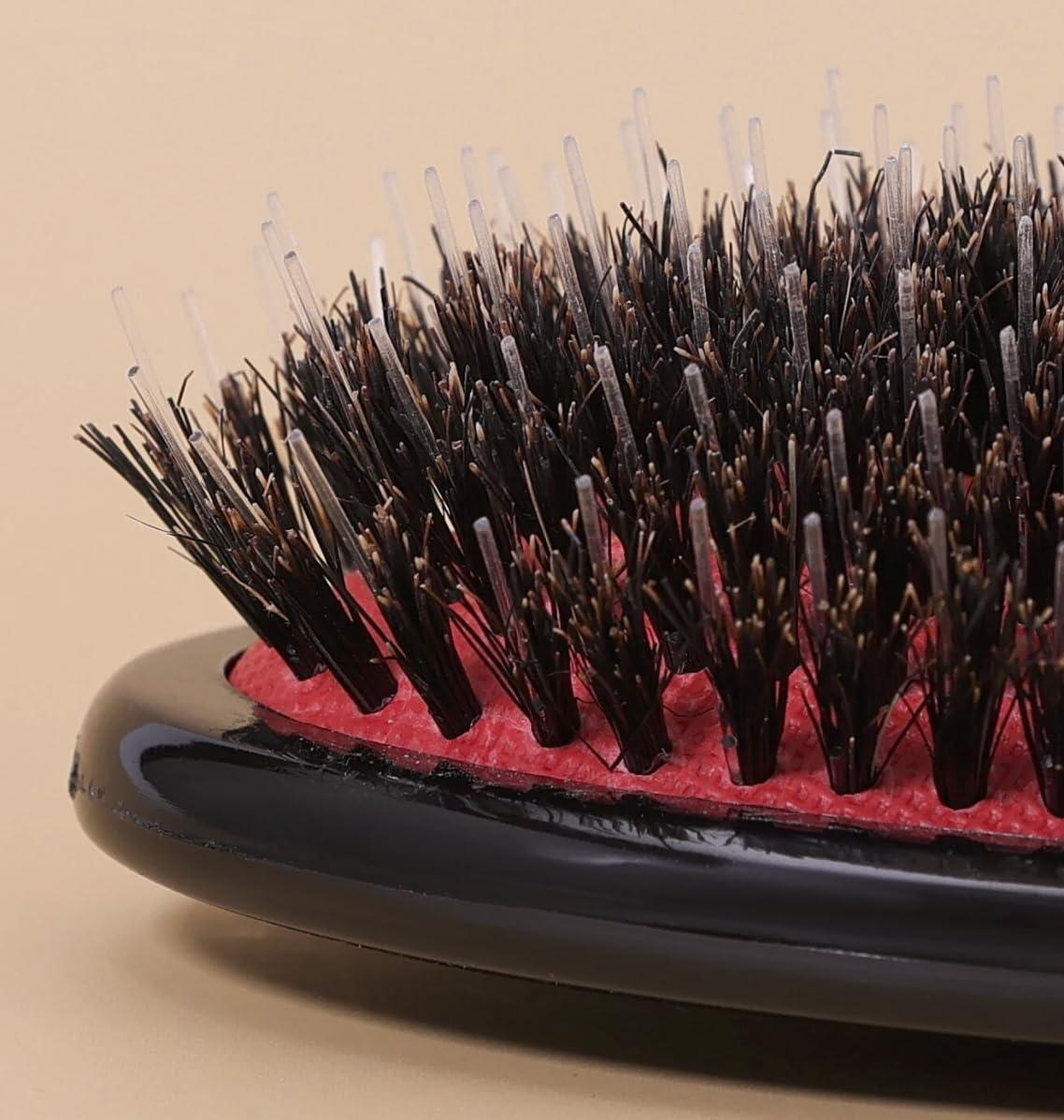 Boar Bristle Hair Brush Paddle Detangling Brush for Curly Fine Wavy Natural Tangled Hair Anti-static Hair Brush with Nylon Quill Massage Hair Extension Brush for Women, Men and Kids