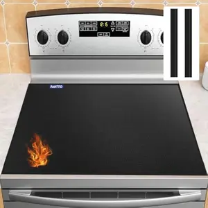Fireproof Stove Cover, 30 x 21” Electric Stovetop Mat, Heat Resistant Glass/Ceramic Cooktop Protector with 2 Silicone Gap Covers, Fiberglass Flat Top Stove Cover, Dishwasher Safe, 1500℉ Heat Resistant