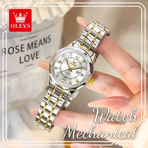 OLEVS 6727 Women's Automatic Mechanical Watch, Elegant Luxury Fashion Wristwatch, Waterproof Luminous Day Date Watch, Perfect Gift for Her