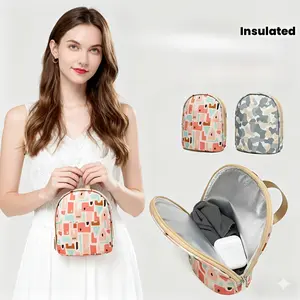 1pc Portable Insulated Breast Milk Storage Bag with 2 Free Nursing Pads - Pastel Pink Oxford Cloth Milk Organizer, Multiple Compartments, Leakproof-like Design for Travel, Home, Hospital Use - Milk Powder/Solid, Non-Food Contact