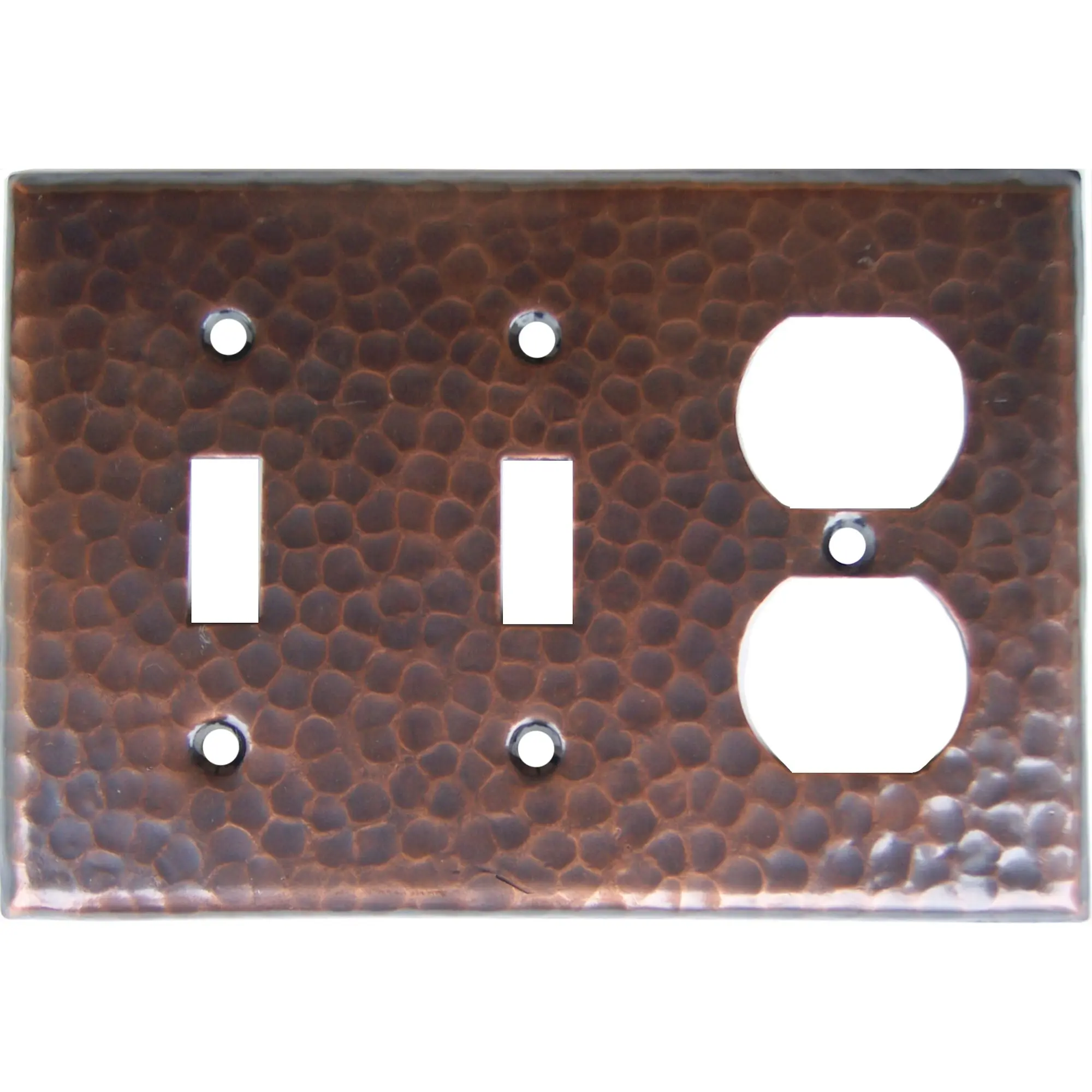 Double Switch-Outlet Hammered Copper Switch Plate