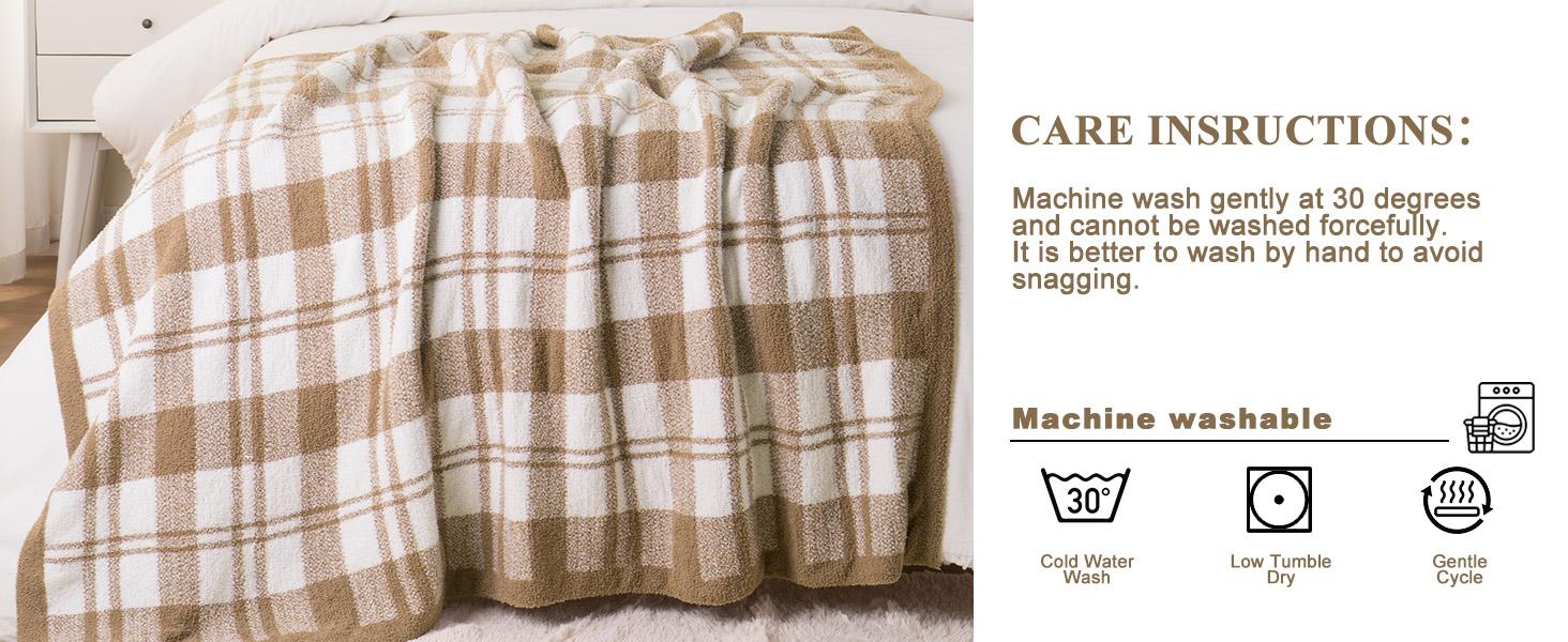 Battilo | Reversible Plaid Throw Blanket - Warm Aesthetic, Comfy, Knitted for Sofa & Bed, 50"x60" Home Decor Blanket