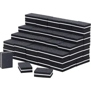 100 Pcs Mini Buffers for Nails 180/100 Grit Buffer for Acrylic Nails for Nail Care(Black)