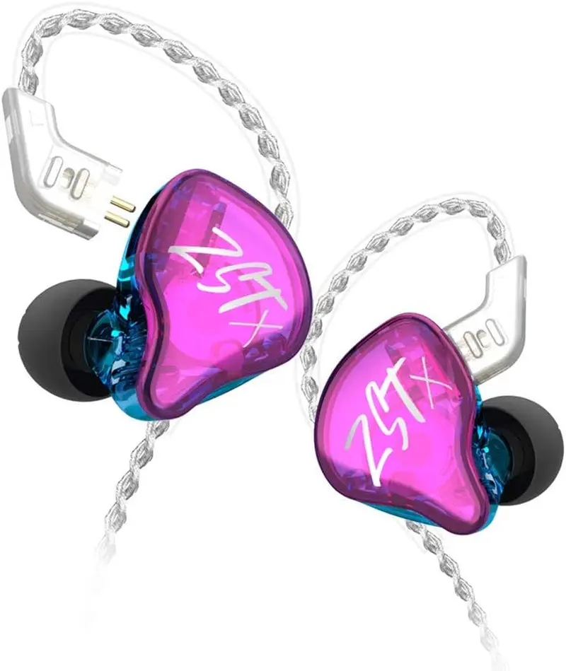 KZ ZST X In-Ear Monitors - Upgraded Dual Driver HiFi Stereo Earbuds with Detachable Cable for Audiophiles (Purple)