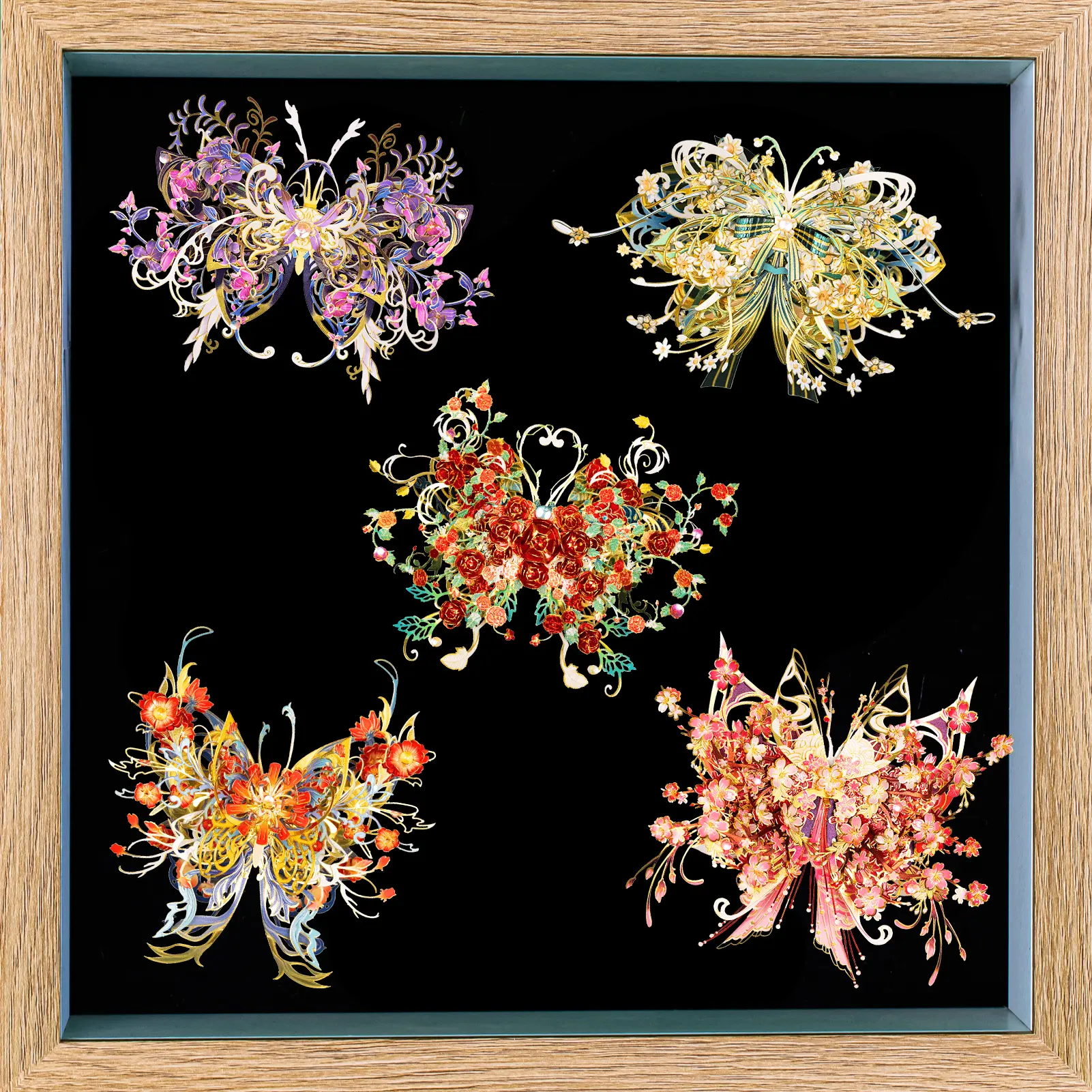 MU x MIAO SPCAE Butterfly and Flower 3D Metal Puzzle Mystery Box Beautiful Design Vivid Colors Decorative Ornament Exquisite Artwork Christmas Gift metal  puzzles