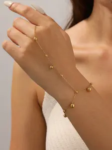 Stainless steel gold bead y shape hand chain exquisite bracelet for women
