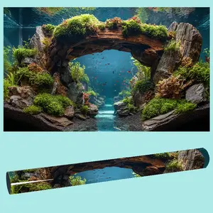 High-definition printing, three-dimensional design, simulation of natural waters, coral reef underwater world, tropical rain forest, river ecological theme background painting, PVC material attached to the outside, Aquatic plants