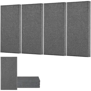 summervibes VEVOR 4 PCS Acoustic Panels, 2 inch Thick 23.6x 11.8 inch Fiberglass Sound Absorbing Panels, Self-adhesive Soundproof Wall Boards, for Studios, Office, Home Theater, Meeting Room, Gray