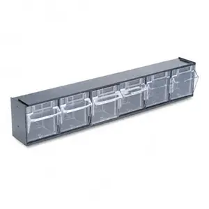 Deflect-O 20604OP Tilt Bin Plastic Storage System with Six Bins 23-5/8 x 3-5/8 x 4-1/2 Black