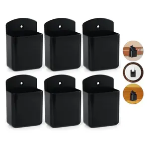 6 wall mounted storage boxes, air conditioning, TV remote control, clothes hanger, rubber wall storage rack, living room storage rack, home office, school wall pen holder, storage accessories Black Organiser