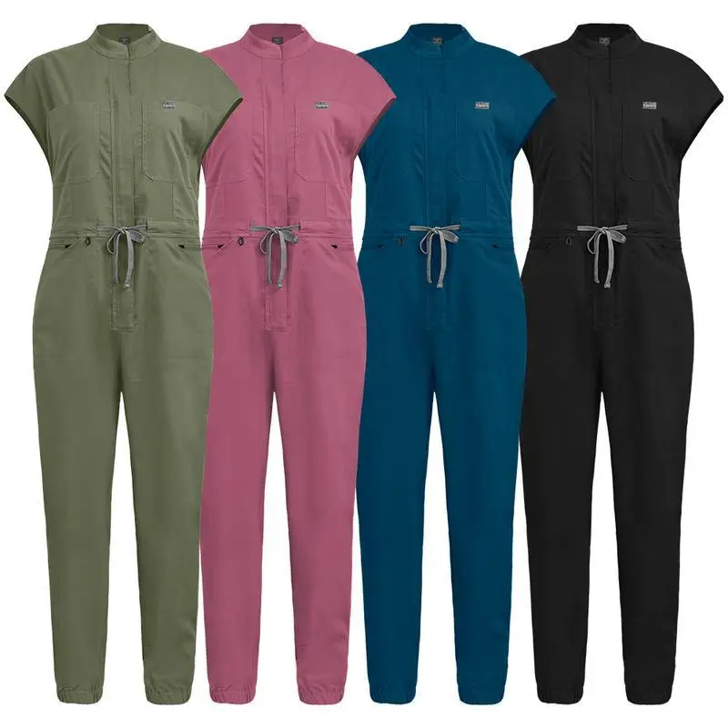 NewOne-PieceMedicalFacialScrubStandCollarFlouncedSleeveZipperOperatingRoomDoctorNurseNurseWorkClothes Womenswear Uniforms