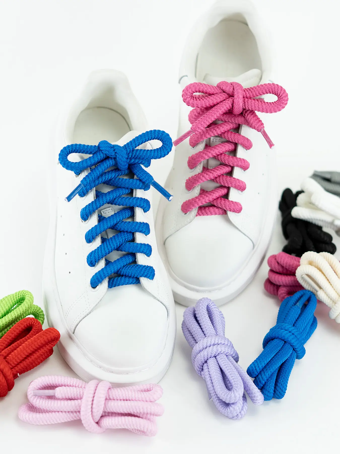 Pair of 8mm Threaded Shoelaces Laces for Sneakers Casual Versatile Thick Round Shoe Laces, Durable and Stylish Footwear Accessories