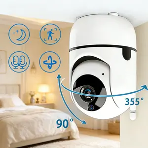 Indoor Safety Camera,Smart PTZ Gimbal WiFi Cam 355°Angle Control,Stable 2.4GHz Connection,Human Recognition Night Vision,Cloud Storage Reliable Guard For Office&Room Security