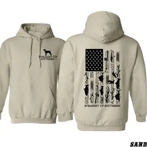 Straight Up Southern Hoodie - Patriotic American Flag Design, Perfect for Southern Pride, Ideal for Casual Comfort, Bold and Stylish, Unisex Hoodie for Men and Women Menswear Sweaters - KitchenEra