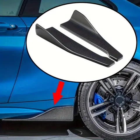 1 Pair ABS Car Rear Bumper Lip Trim Protectors, Side Skirt Covers, and Universal Corner Bumper Guards with Screws - Durable Protection Against Scratches, Safety for Vehicle Exterior, Vehicle Compatibility, Fitment, Car Accessory