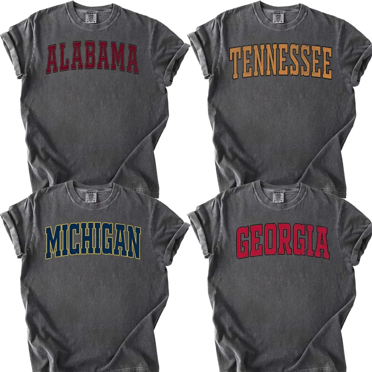 Comfort Colors Pepper Vintage Varsity T-Shirt – Distressed College Athletic Tee, Unisex Classic Fit Cotton Shirt, Retro Campus Style